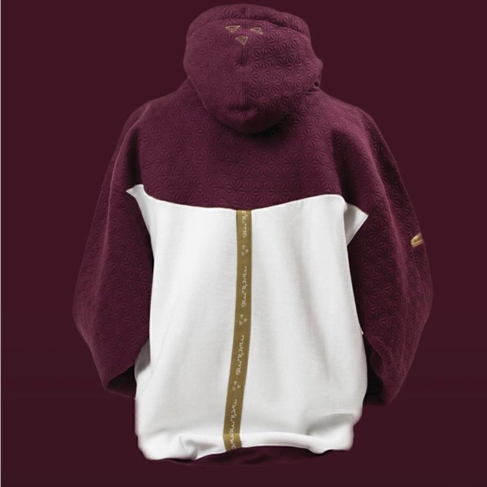 Mediums Collective Quilted Cut & Sew Hoodie - Maroon Wine - XL - Picture 3 of 11